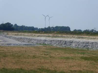 Kalksteinwand am Ende der aktuellen Abbauflche